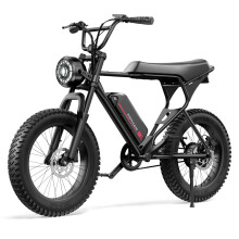 Vélo électrique X1S, moteur moyeu arrière 48V 500W, batterie amovible 48V 10,4Ah, pneus fat 20 x 4,0, cadre en fer - Noir
