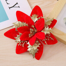 (StyleC)Christmas Flowers Decorative With Shiny Finish For Holiday Tree And Props Party