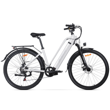 PASELEC TX10+ vélo électrique à cadre bas 700C, moteur arrière Xiongfeng 350W, batterie 48V 15,6Ah, 7 vitesses, blanc