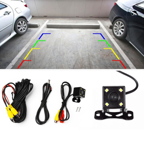 4 Led Lights Reversing Camera Car Rear View Camera 170 Degree Wide Angle Screen