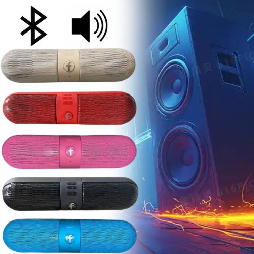 (Red)Capsule Shaped Wireless Bluetooth Speaker Portable Mini Audio Outdoor Use Gift 2