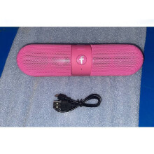 (Pink)Capsule Shaped Wireless Bluetooth Speaker Portable Mini Audio Outdoor Use Gift