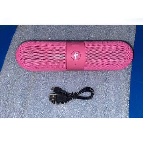 (Pink)Capsule Shaped Wireless Bluetooth Speaker Portable Mini Audio Outdoor Use Gift