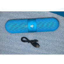 (Blue)Capsule Shaped Wireless Bluetooth Speaker Portable Mini Audio Outdoor Use Gift