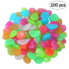 (100Pcs)Fish Tank Glowing Color Cobble Fluorescent Resin Material Scenery Decorative