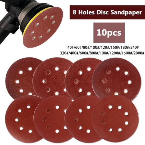 (1500Grit)10pcsset 5inch 8hole Sanding Discs 402000 Grit Hook Loop Tools Polishing 1