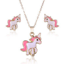 3pcsset Pink Horse Unicorn Jewelry Sets For Women Earrings Necklaces Best Gifts
