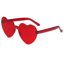 (Red)Herzförmige Liebe Randlose Sonnenbrille Transparent Niedlich Bonbon Farbe Brille
