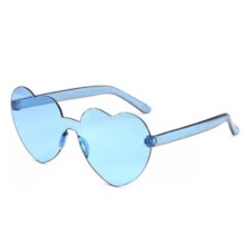 (Blue)Herzförmige Liebe Randlose Sonnenbrille Transparent Niedlich Bonbon Farbe Brille
