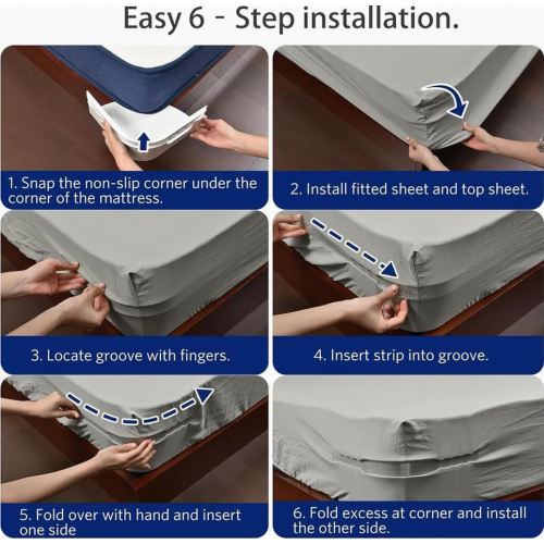 Durable Bed Sheet Holders, Adjustable Corner Straps with Locking Clips, Keep Sheets Tight on All Mattress Sizes, Easy to Fit 2
