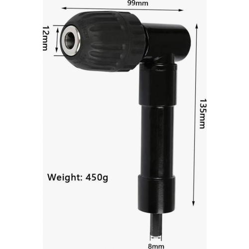 Right Angle Drill Attachment, Tool Steel Angle Drill Chuck for Cordless Drill Drivers, Compact 90 Degree Drilling Adapter 1