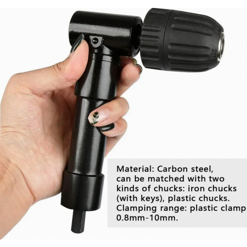 Right Angle Drill Attachment, Tool Steel Angle Drill Chuck for Cordless Drill Drivers, Compact 90 Degree Drilling Adapter 2