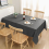 Dark Grey Linen Look Wipe Clean Tablecloth, 100 x 140 cm Rectangular Water Resistant Table Cover with Lotus Effect 2