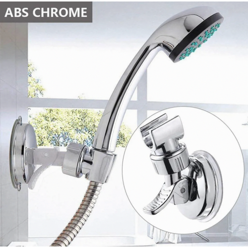 Drill Free Shower Head Holder with Suction Cup, Adjustable 360 Degree Rotating Wall Mount Bracket for Handheld Shower, Silver 1