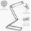 Lámpara de mesa de aluminio con luz led y cabezal orientable, plegable, recargable, plateada, con cable de carga micro USB 2