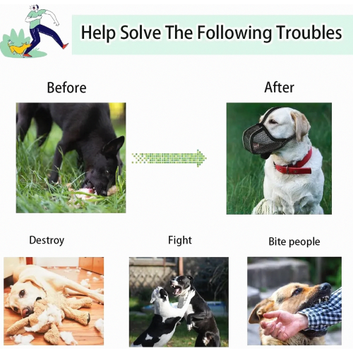 Breathable Adjustable Dog Muzzle for Large and Medium Dogs, Reflective Black L, Helps Prevent Biting, Chewing and Scavenging 2