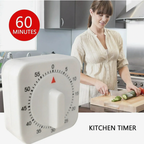60 Minute Mechanical Kitchen Timer, White Wind Up Cooking Timer for Baking, Cooking, Eggs and Daily Home Meal Prep 2