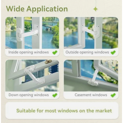 2 Pack Adjustable Window Safety Locks, Childproof Window Restrictors for Baby Safety and Home Security 2