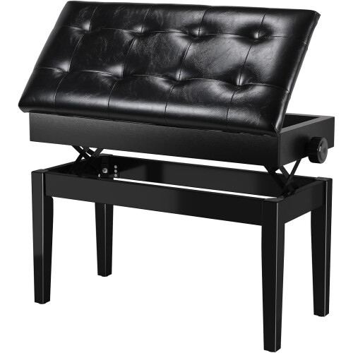 (Black)73x35x48cm Piano Bench w/Storage, PU padded