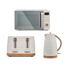 Morphy Richards Clay White Kettle 4 Slice Toaster & Microwave