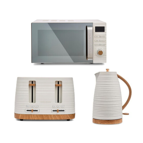 Morphy Richards Morphy Richards Clay White Kettle 4 Slice Toaster & Microwave