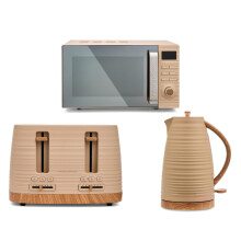 Morphy Richards Clay Felspar Brown Kettle 4 Slice Toaster & Microwave