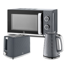 Swan Windsor Grey Kettle Toaster Microwave Kitchen Set