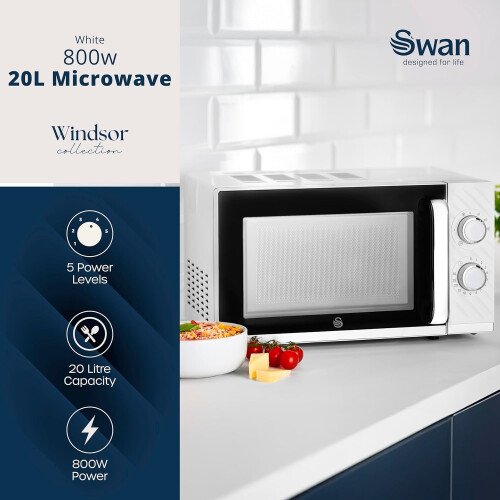 Swan Swan Windsor White Kettle Toaster Microwave Breadbin Canisters Set 2