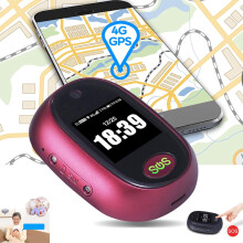 (Red) GPS Tracking Device with SOS Emergency Button, 4G Mini Locator Pendant, Ringtone Location, Alarm Clock, for Elderly and Alzheimer's