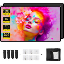 (100 INCH) Projector Screen, Portable Black Backing Blackout Projector Screen 16:9 4K HD Anti-Crease Projection Movie Screen for Home Theater