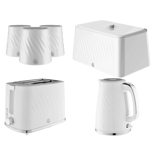 Swan Swan Windsor White Kettle Toaster Breadbin & Canisters