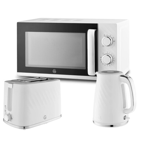 Swan Swan Windsor White Kettle Toaster Microwave Set