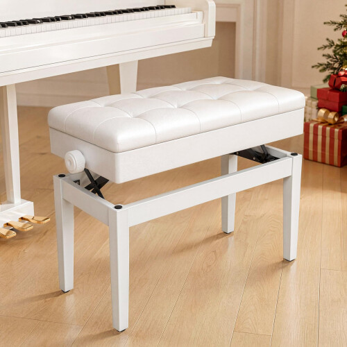 (white) 73x35x48cm Piano Bench w/Storage PU padded
