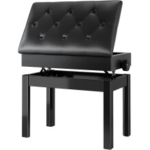 (Black) 56x33x48cm Piano Bench w/Storage PU padded