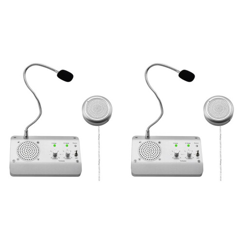 2X Window Speaker System, Dual Way Window Microphone Intercom Speaker, Intercom System for Business, Office, EU Plug