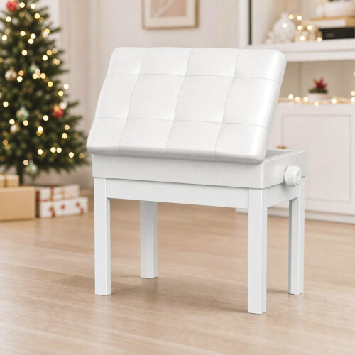 (White)57.5*35.5*48 Piano Keyboard Bench w/Storage
