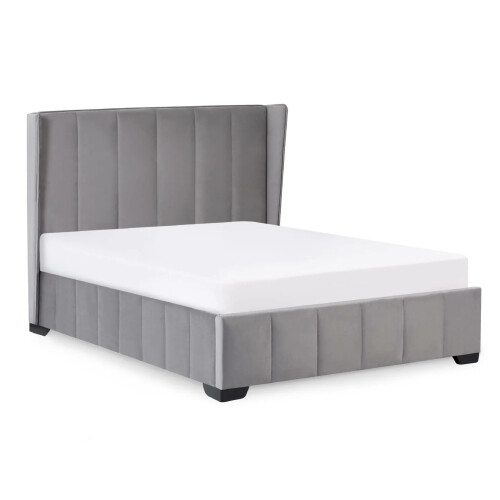 Katie Grey Velvet Upholstered 150cm King size Bed 1