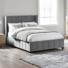Katie Grey Velvet Upholstered 150cm King size Bed