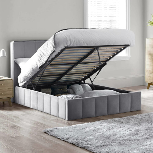 Katie Grey Velvet  150cm King size  Storage Bed 1