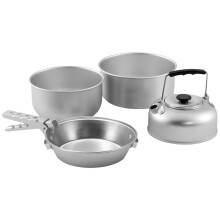 EASY CAMP CAMPING PANS COOK SET M TREKKING 2 POTS FRYING PAN KETTLE COMPACT