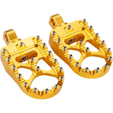 (Gold) CNC Wide Foot Pegs 360 Roating MX Chopper Bobber Style Compatible with harley Dyna Sportster Fatboy Iron 883