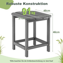 2-delige HDPE bijzettafelset voor buiten, grijs, weerbestendig