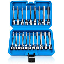 20PCS Extra-Long Hex Bit Socket Set, 3/8 Inch Drive Hex Socket Set, SAE & Metric(1/8inch-7/16inch, 3-12mm)