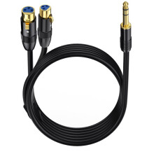 3X Dual Female XLR to 1/4 Inch TRS Stereo Male Plug Y-Splitter Cable 2-XLR Female to Quarter Inch Adapter Patch Cord-C