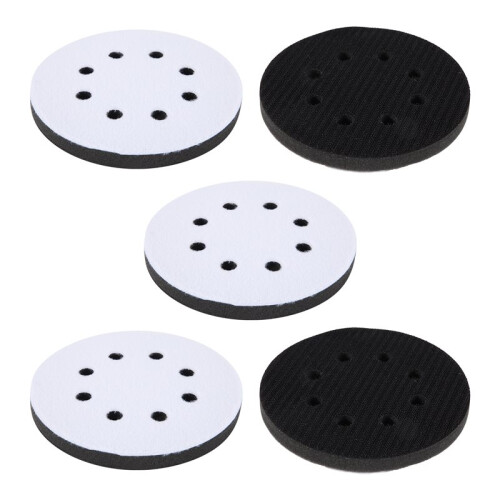 5X Interface Pads 5 Inch 8 Hole Hook & Loop Soft Sponge Foam Sanding Interface Pad for Orbital Sander Polishing
