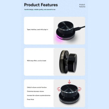 USB Volume Controller Computer USB Volume Adjustable Controller Support Shortcut Keys Customizable with RGB
