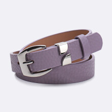 (Purple)Cinturón de cuero minimalista con hebilla de aleación para atuendo de oficina para mujer