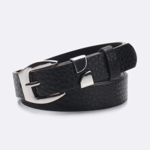 (Black)Minimalist Leather Belt With Alloy Pin Buckle For Office Attire For Women