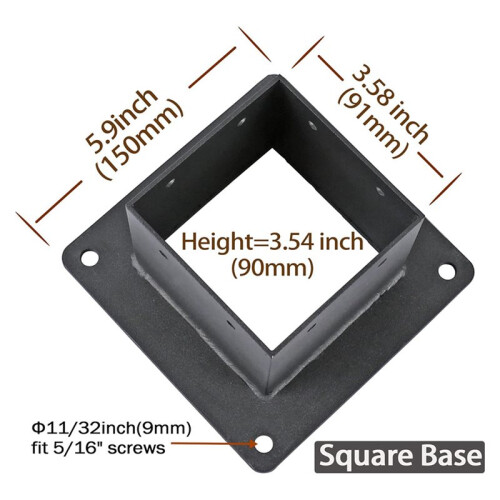 Base de Ancoragem de Flange de Aço Inoxidável de 4x4 Polegadas (Real: 3,5x3,5 Polegadas) com Parafusos para Corrimão de Deck (6 Pacote) 2