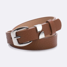 (Brown)Minimalist Leather Belt With Alloy Pin Buckle For Office Attire Women For